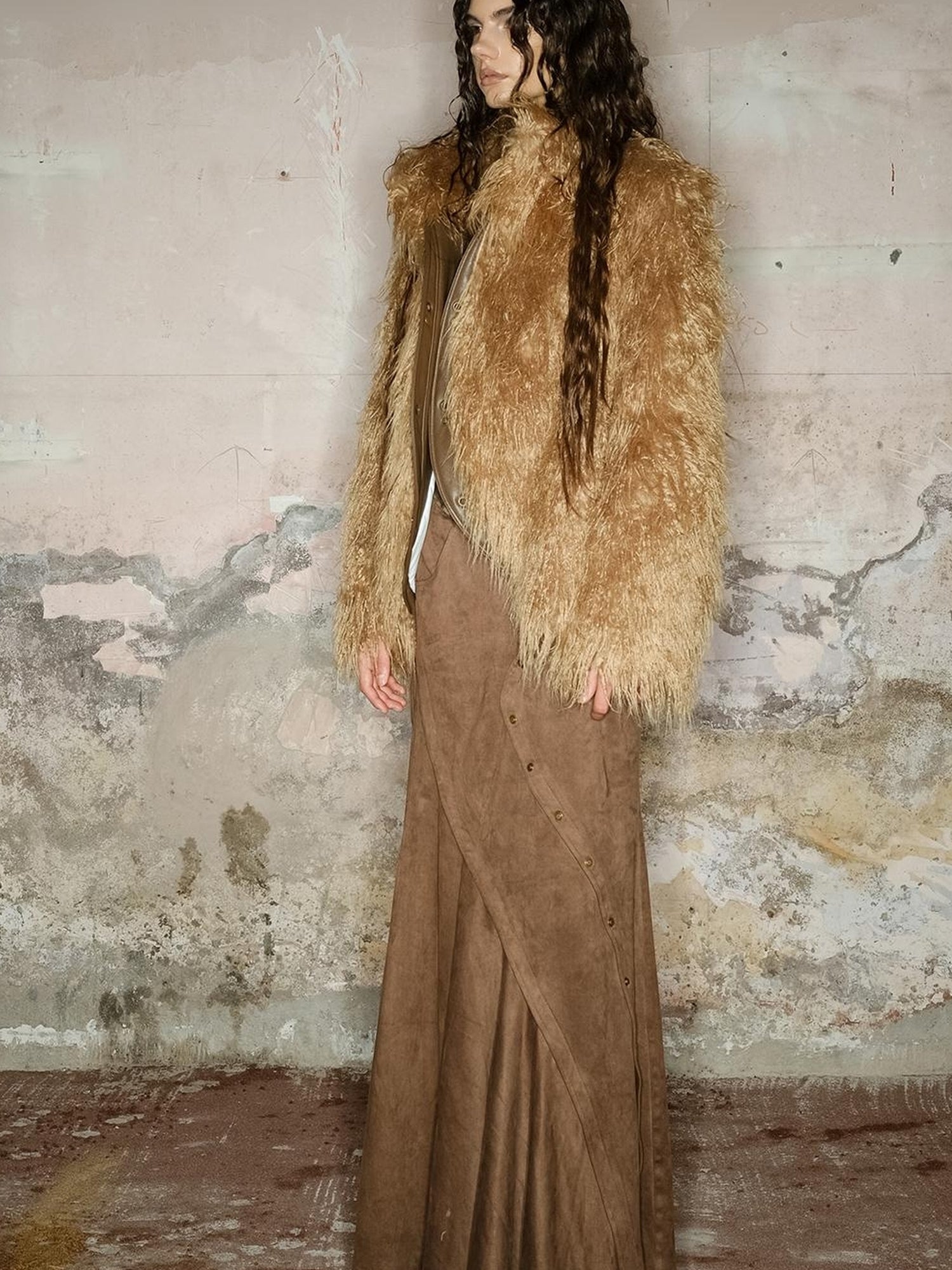 UpdateNN NORTH NODE Long Plush Insulated Coat With Astral Motifs