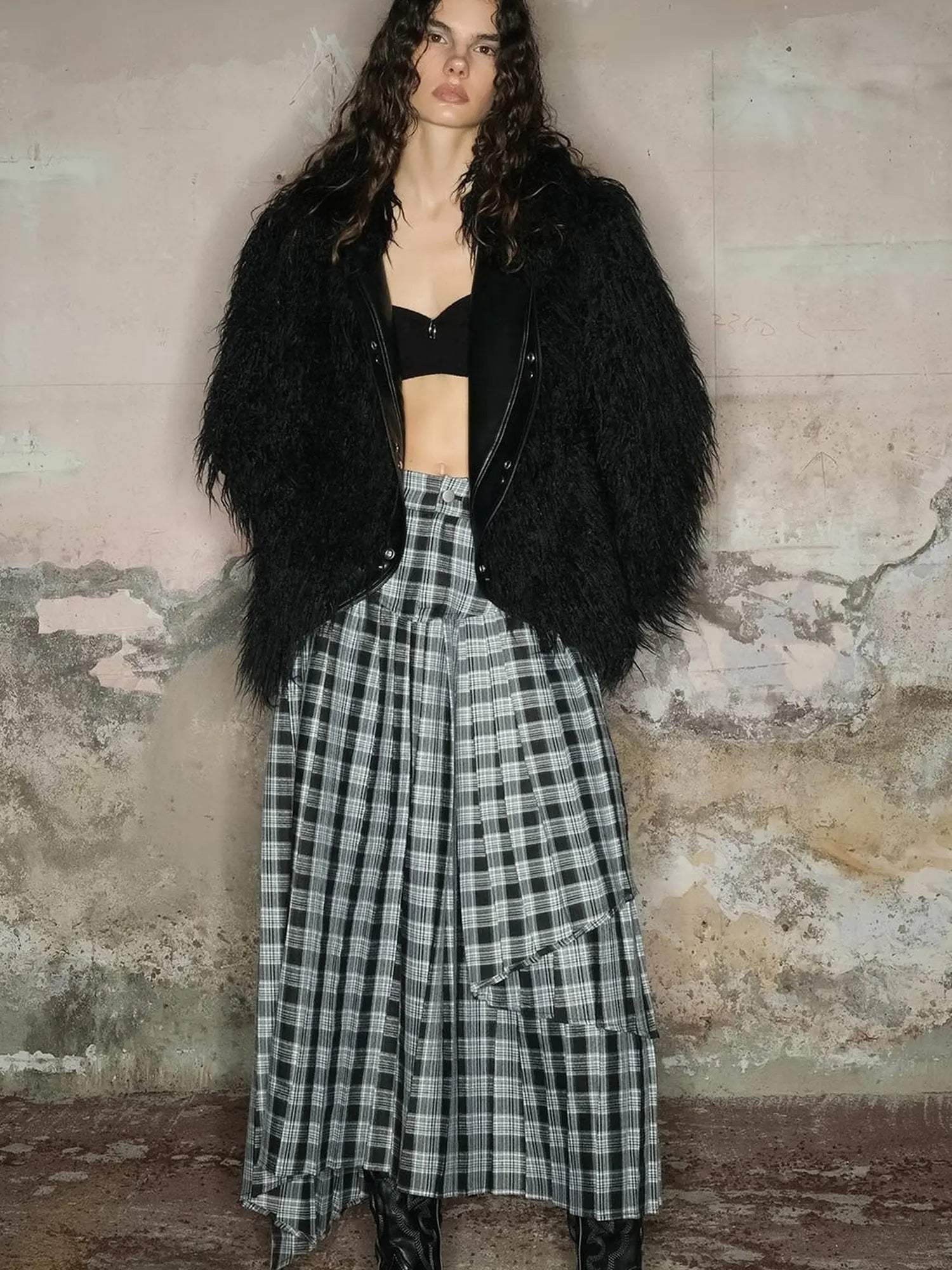 Long Plush Insulated Coat With Astral Motifs