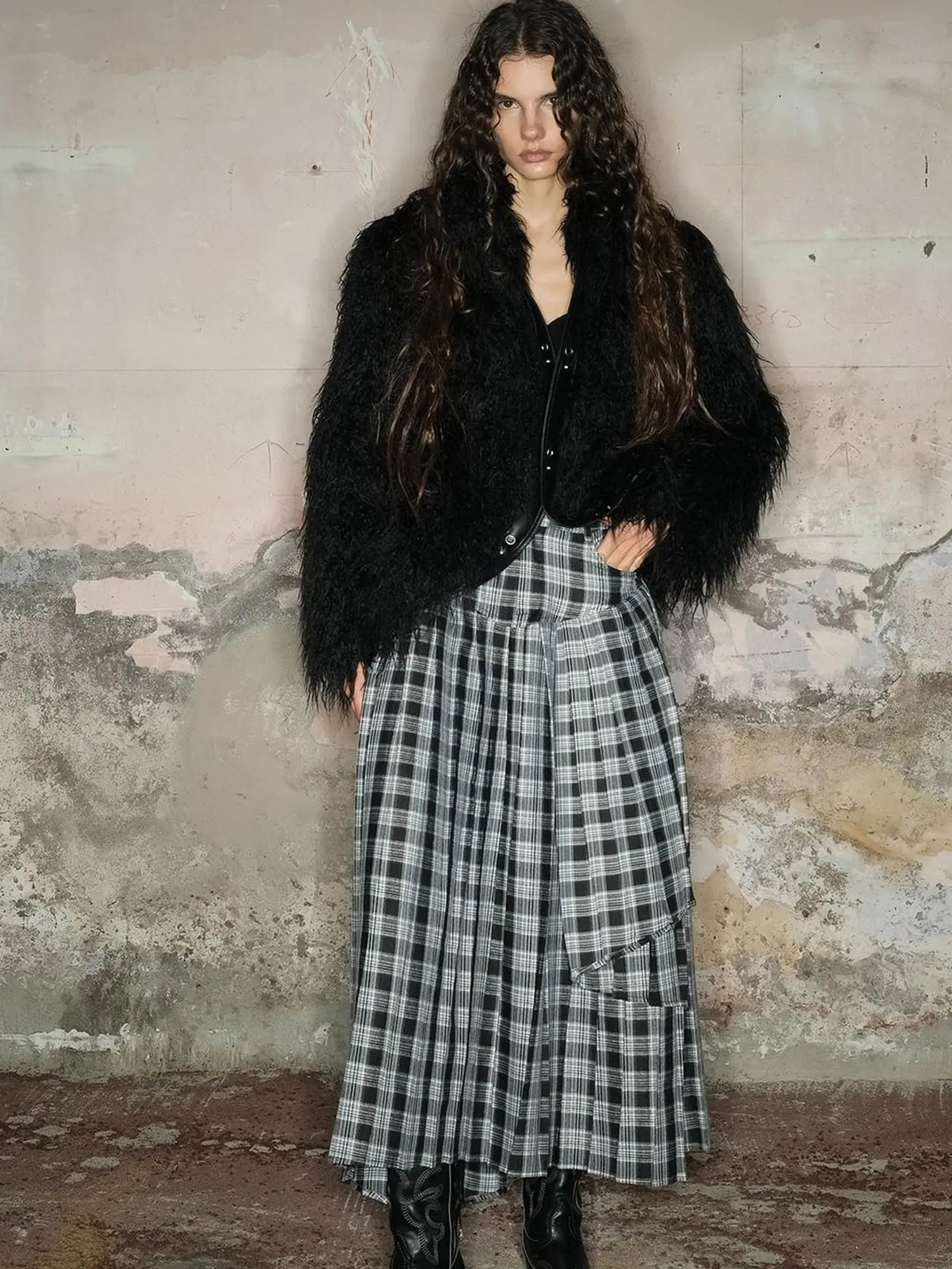 Long Plush Insulated Coat With Astral Motifs