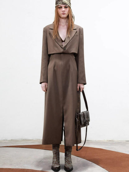 UpdateNN NORTH NODE Long Trench Coat With Detachable Grid Waist Sash