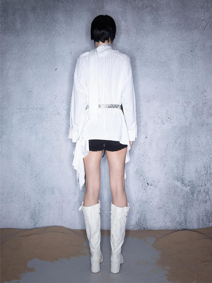 UpdateNN NORTH NODE Loose Striped Patchwork Shirt Elegant Finale