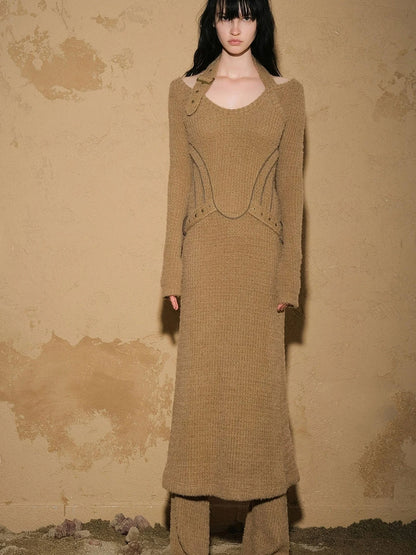 Lost Oasis Waffle Knit Sweater Dress