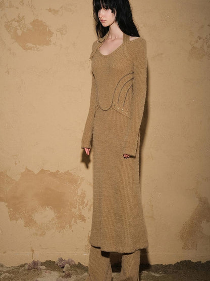 NN NORTH NODE Lost Oasis Waffle Knit Sweater Dress