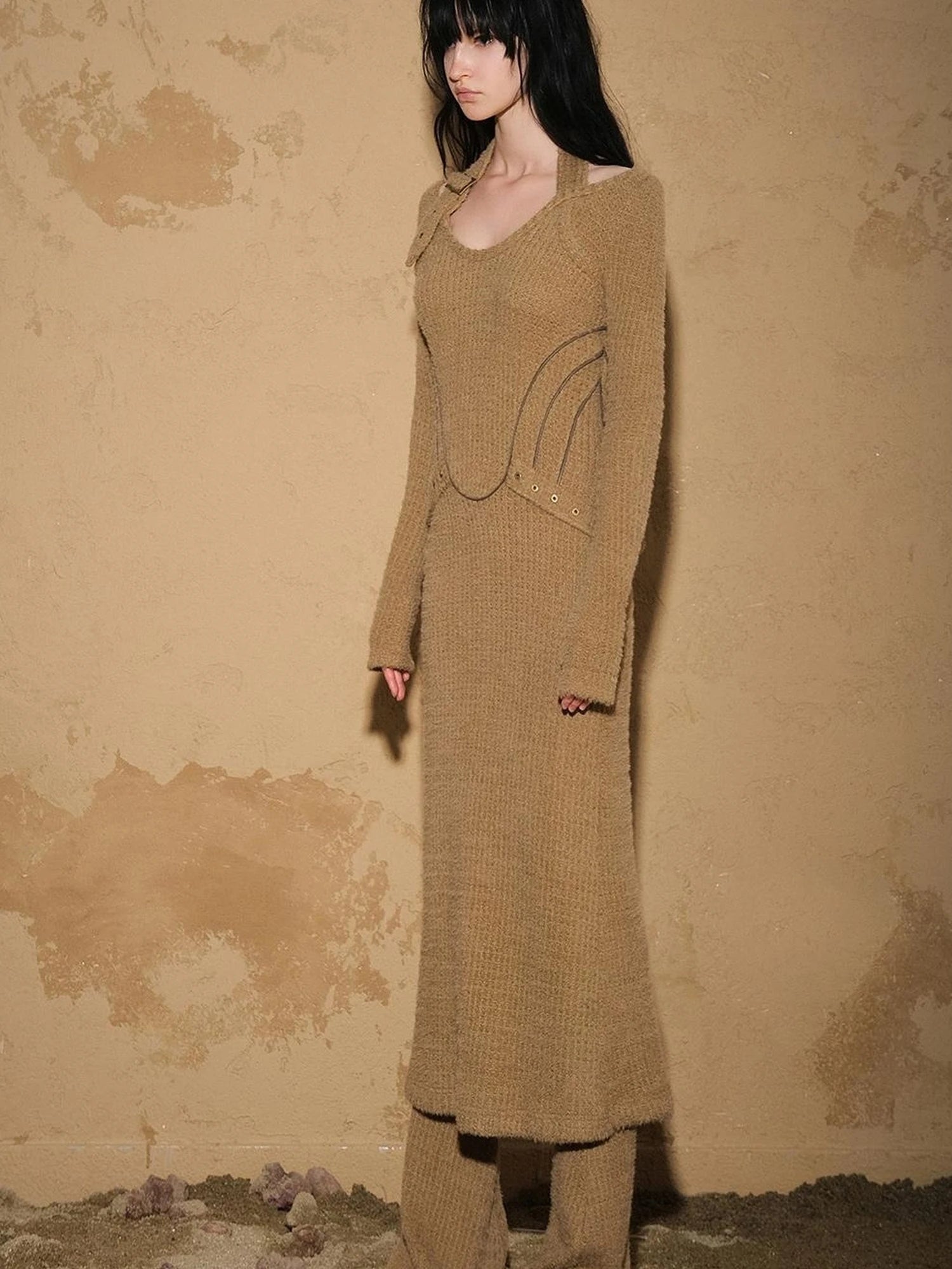 Lost Oasis Waffle Knit Sweater Dress