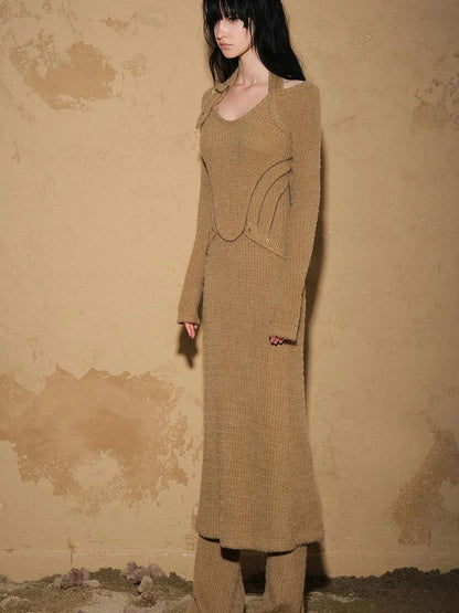 Lost Oasis Waffle Knit Sweater Dress