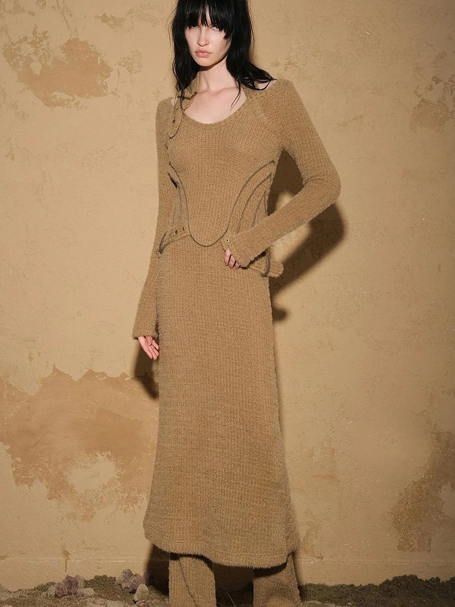 Lost Oasis Waffle Knit Sweater Dress