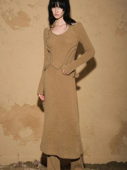 Lost Oasis Waffle Knit Sweater Dress