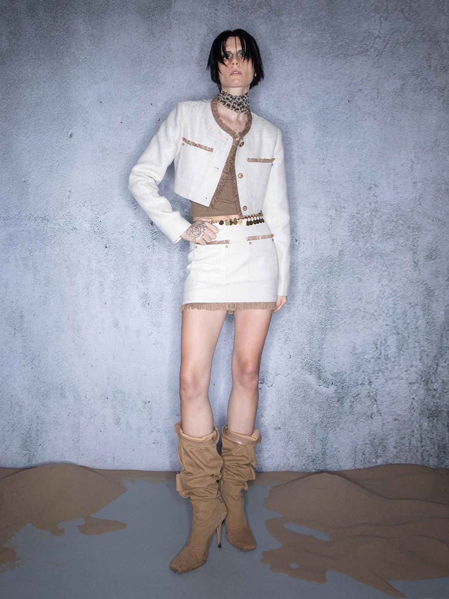 UpdateNN NORTH NODE Luminous Pearl Tassel Color Block Tweed Set