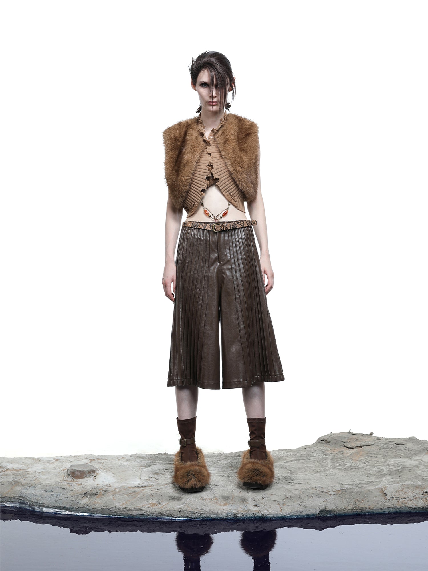 NN NORTH NODE Luna Platform Shearling Boots 5cm Lift