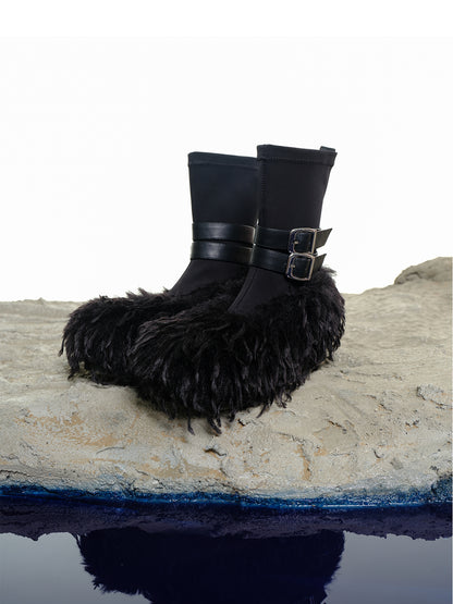 NN NORTH NODE Luna Platform Shearling Boots 5cm Lift