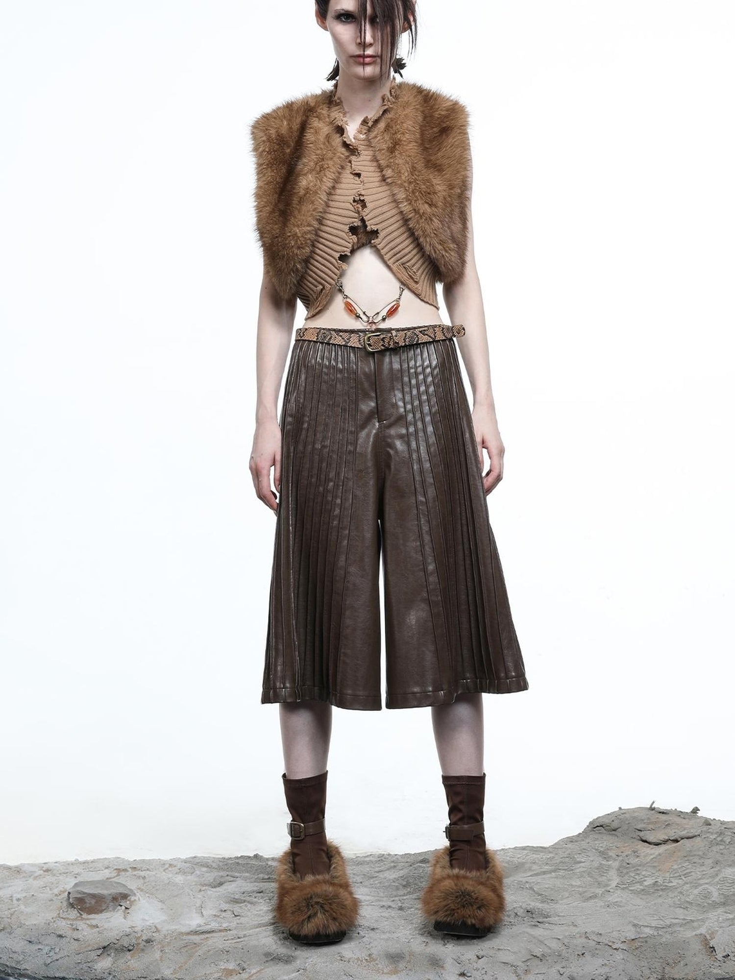 NN NORTH NODE Luna Platform Shearling Boots 5cm Lift
