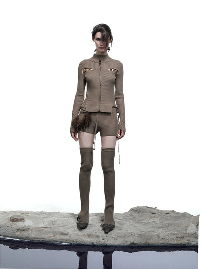 Lunar Node Beaded Lace Knit Cropped Cardigan