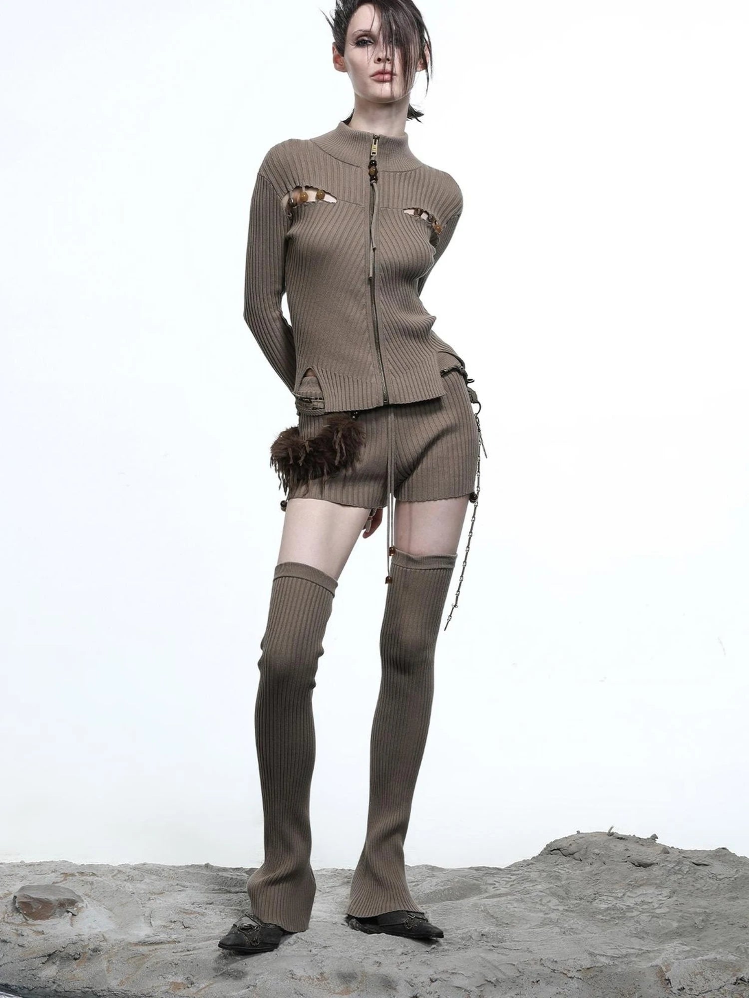 Lunar Node Beaded Lace Knit Cropped Cardigan