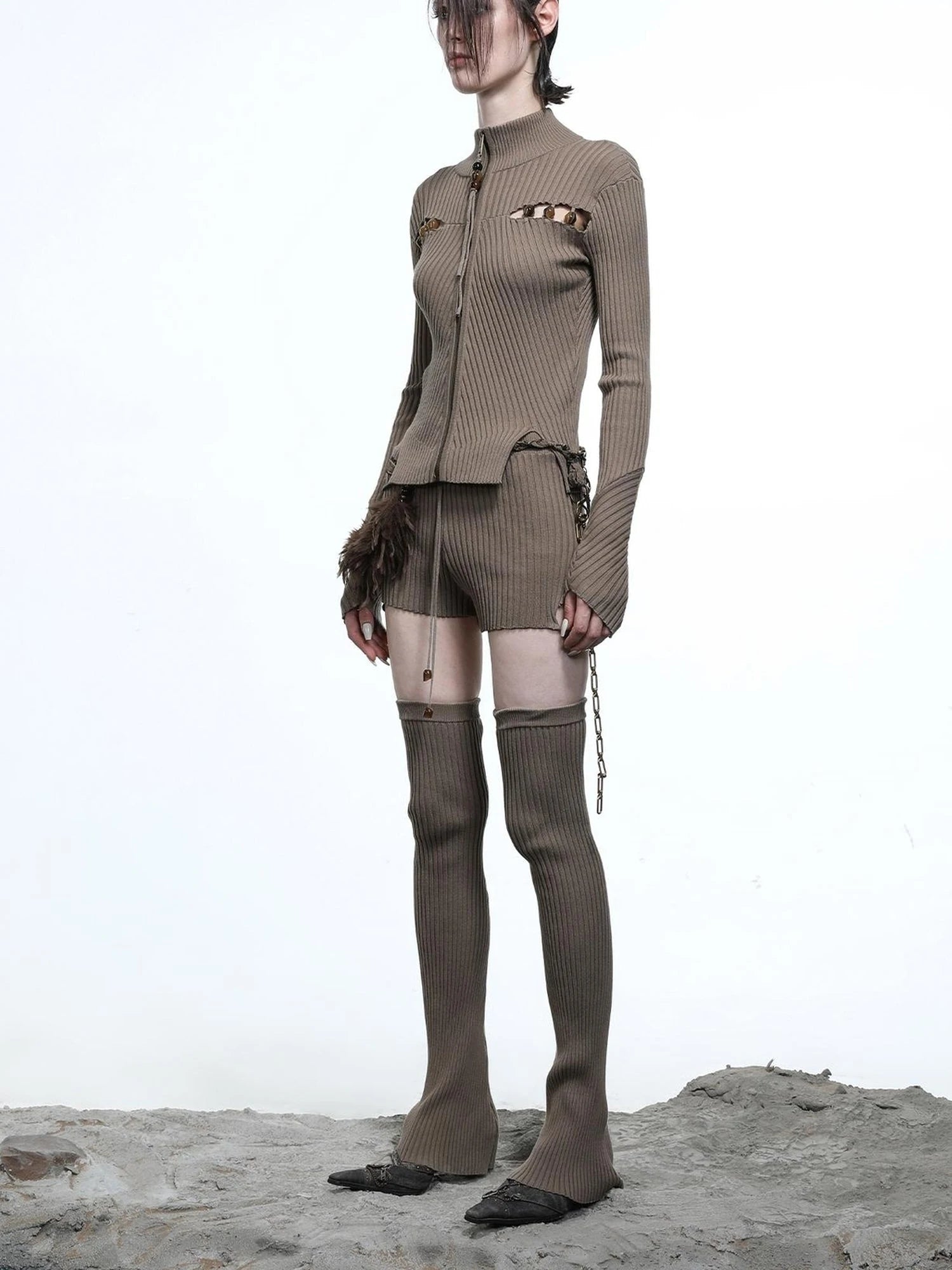 Lunar Node Beaded Lace Knit Cropped Cardigan