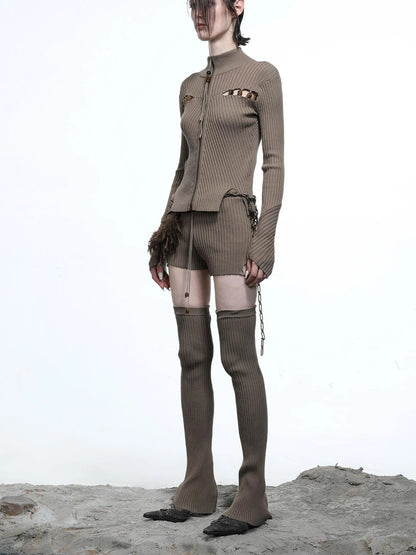 Lunar Node Beaded Lace Knit Cropped Cardigan