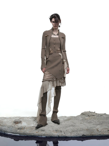 Lunar Node Beaded Lace Knit Cropped Cardigan