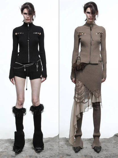 Lunar Node Beaded Lace Knit Cropped Cardigan