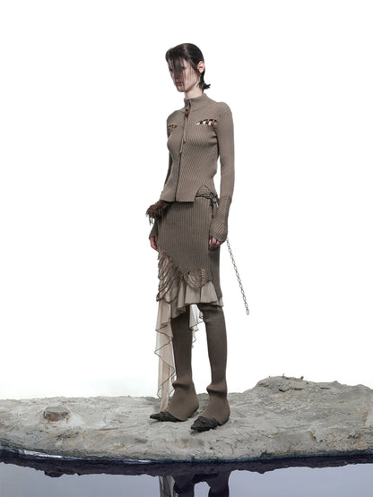 Lunar Node Beaded Lace Knit Cropped Cardigan