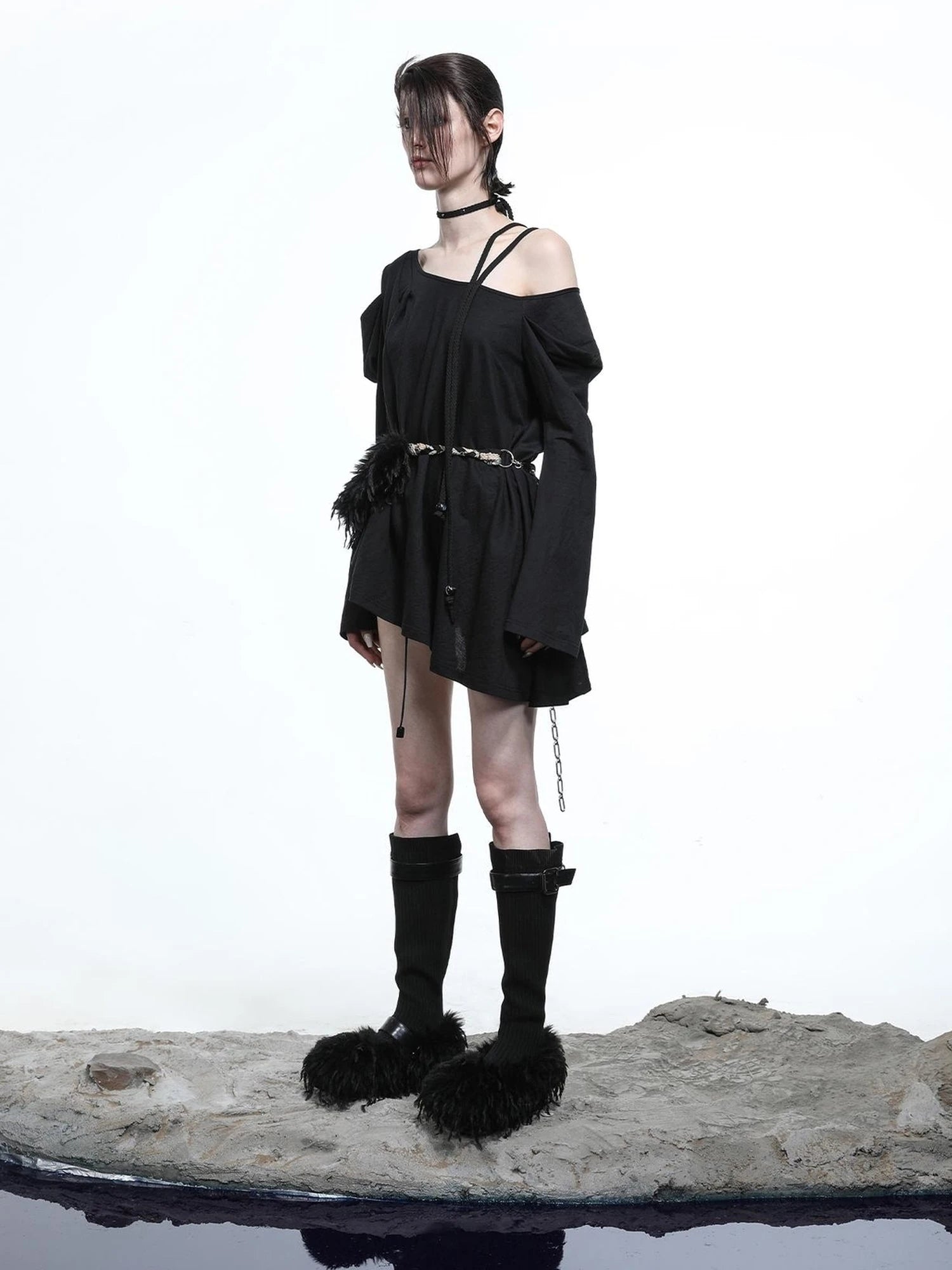 Lunar Shoulder Draped Knit Tunic
