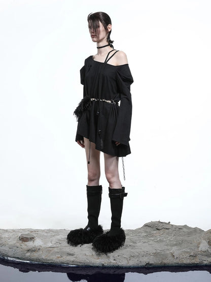 Lunar Shoulder Draped Knit Tunic