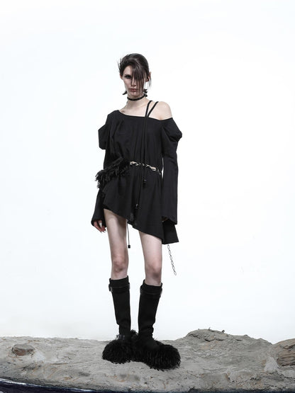 NN NORTH NODE Lunar Shoulder Draped Knit Tunic