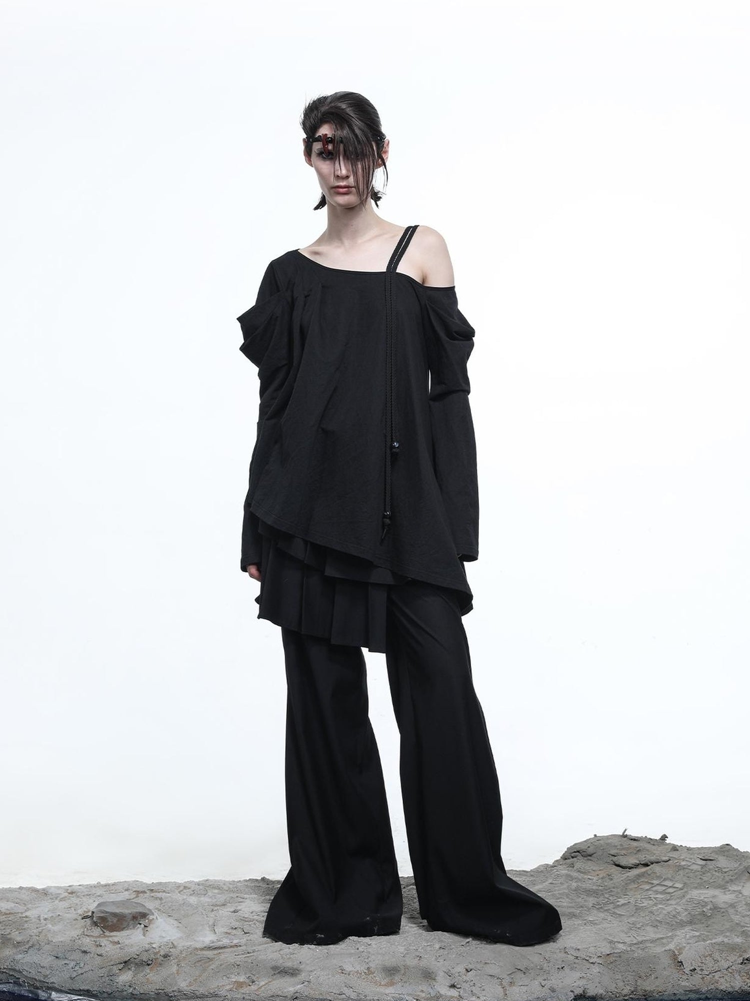 NN NORTH NODE Lunar Shoulder Draped Knit Tunic