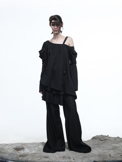 NN NORTH NODE Lunar Shoulder Draped Knit Tunic
