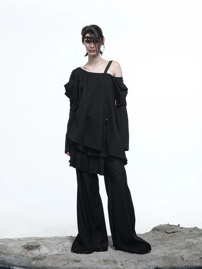 Lunar Shoulder Draped Knit Tunic
