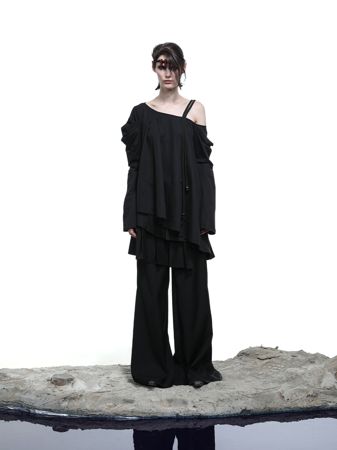 NN NORTH NODE Lunar Shoulder Draped Knit Tunic
