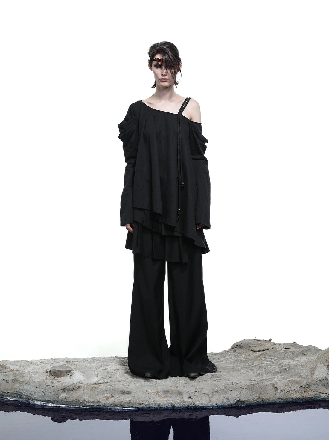 Lunar Shoulder Draped Knit Tunic
