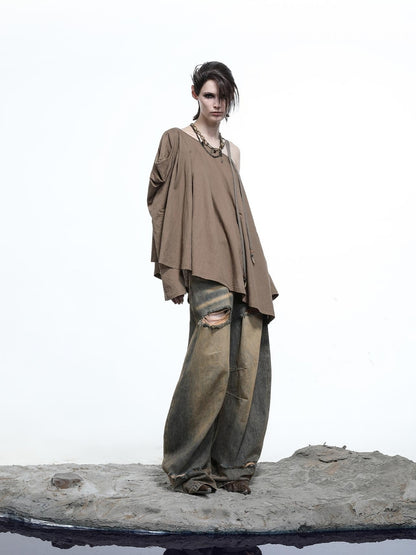 NN NORTH NODE Lunar Shoulder Draped Knit Tunic