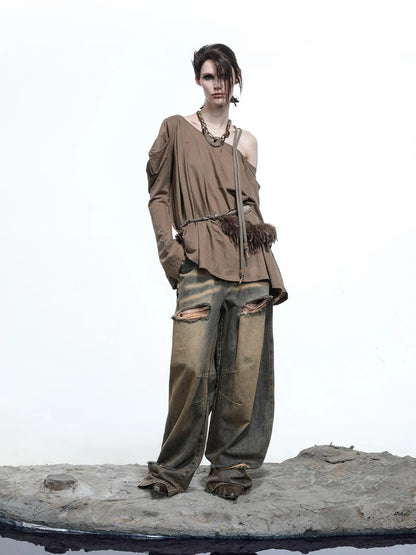 Lunar Shoulder Draped Knit Tunic
