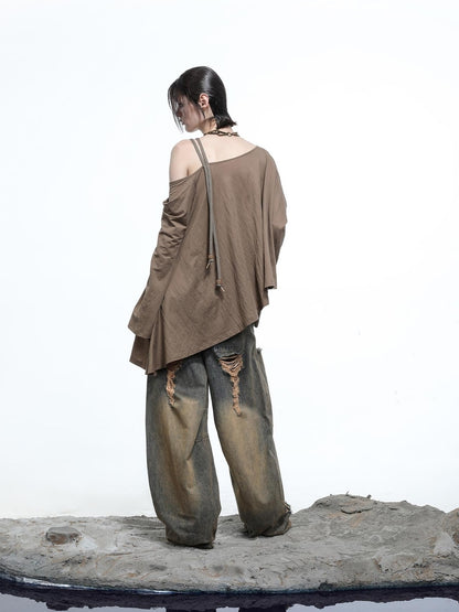 NN NORTH NODE Lunar Shoulder Draped Knit Tunic