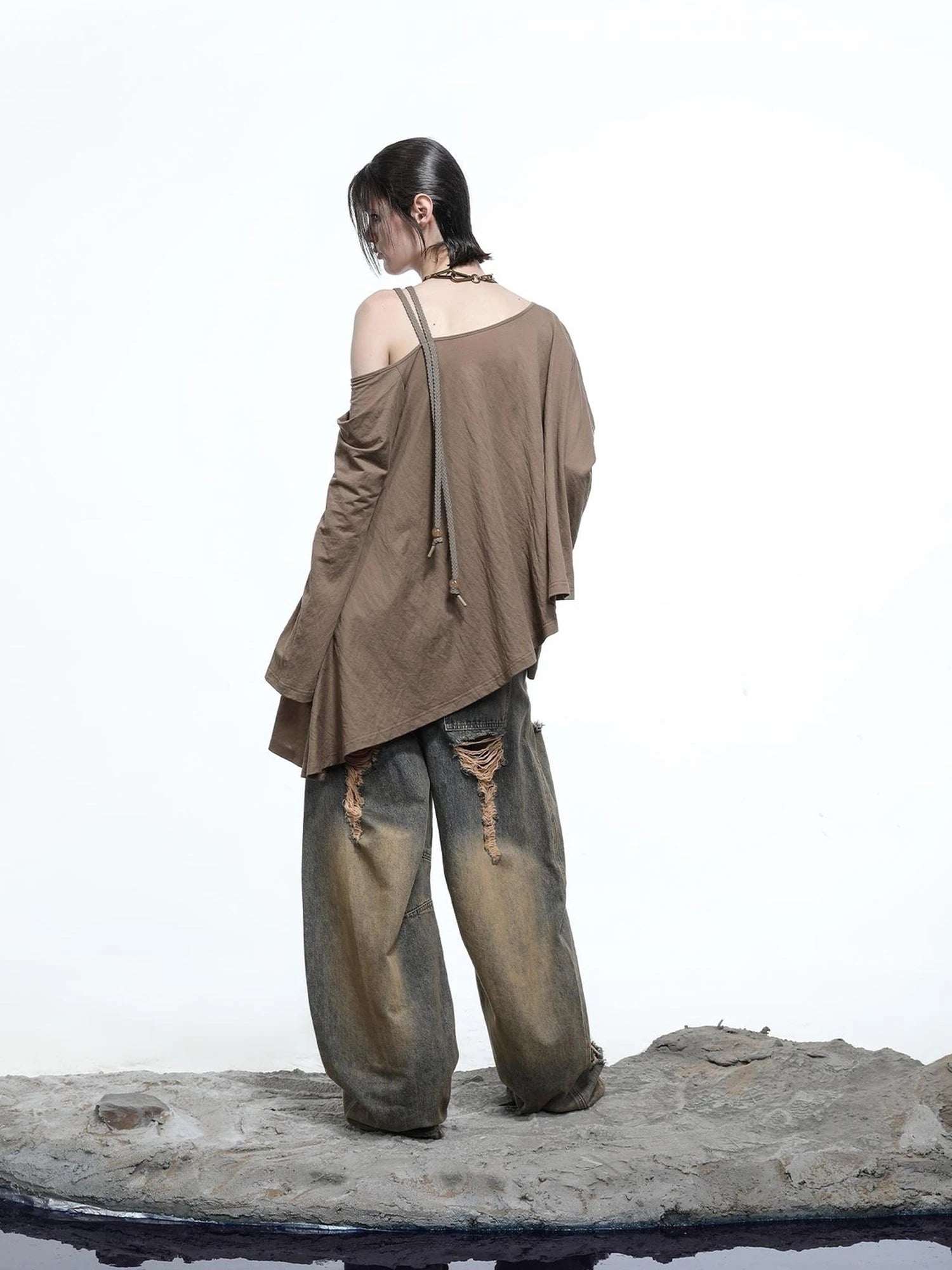 Lunar Shoulder Draped Knit Tunic