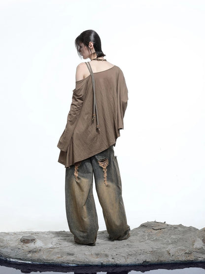 Lunar Shoulder Draped Knit Tunic