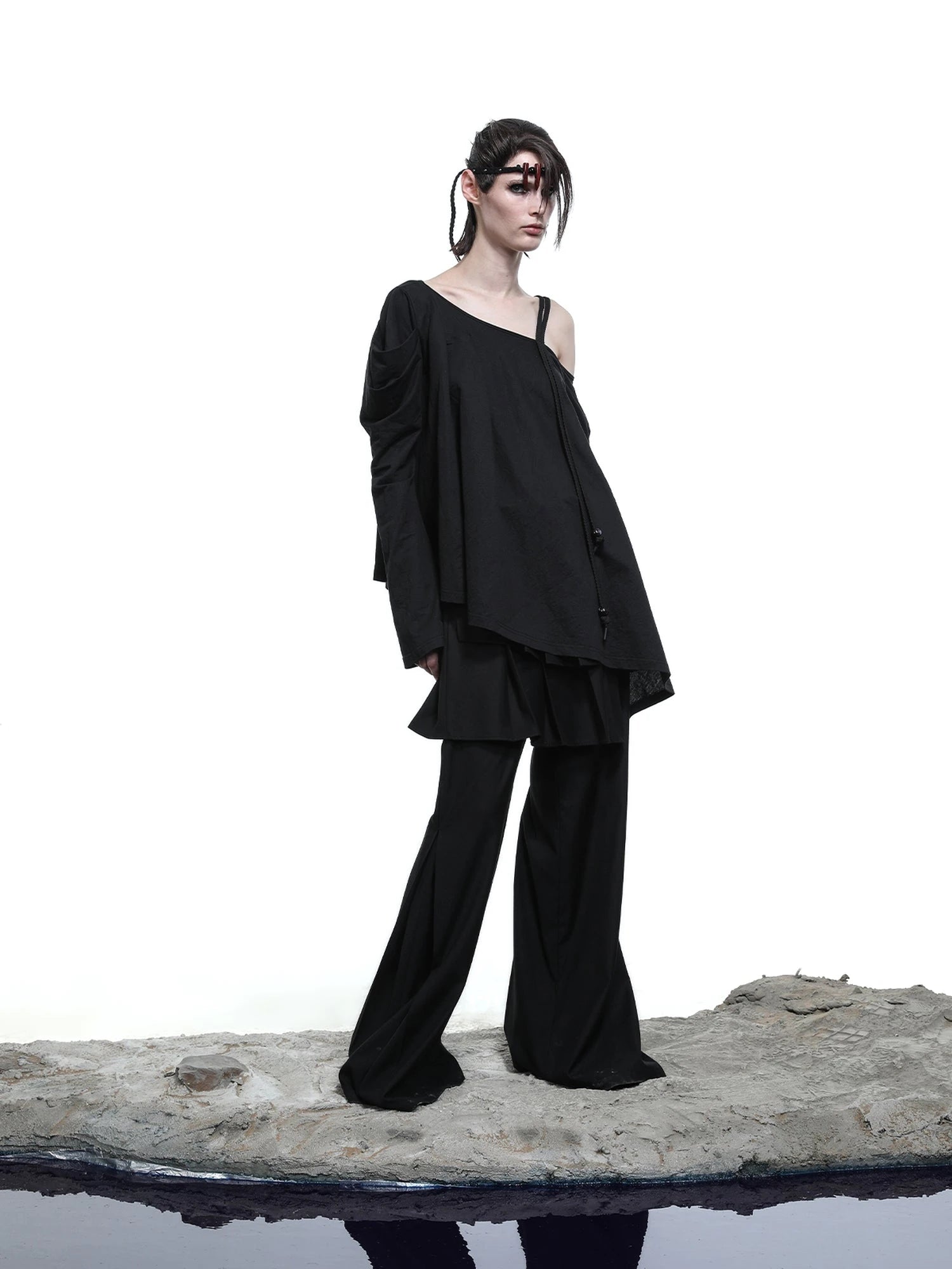 Lunar Shoulder Draped Knit Tunic