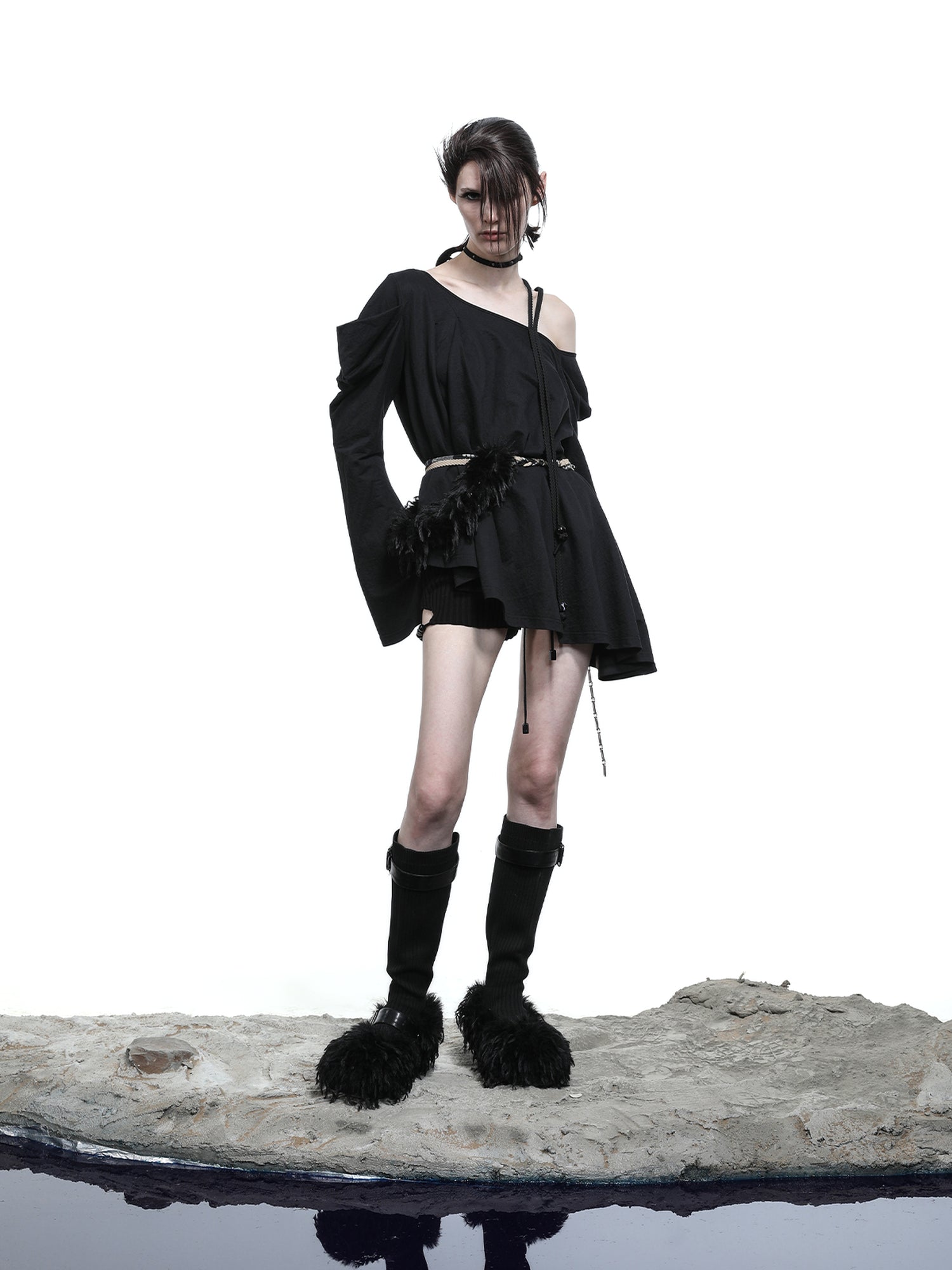 NN NORTH NODE Lunar Shoulder Draped Knit Tunic