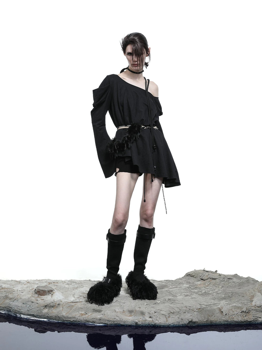 Lunar Shoulder Draped Knit Tunic