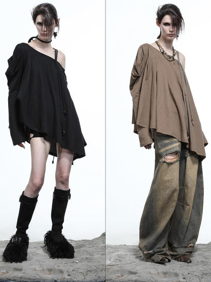 NN NORTH NODE Lunar Shoulder Draped Knit Tunic
