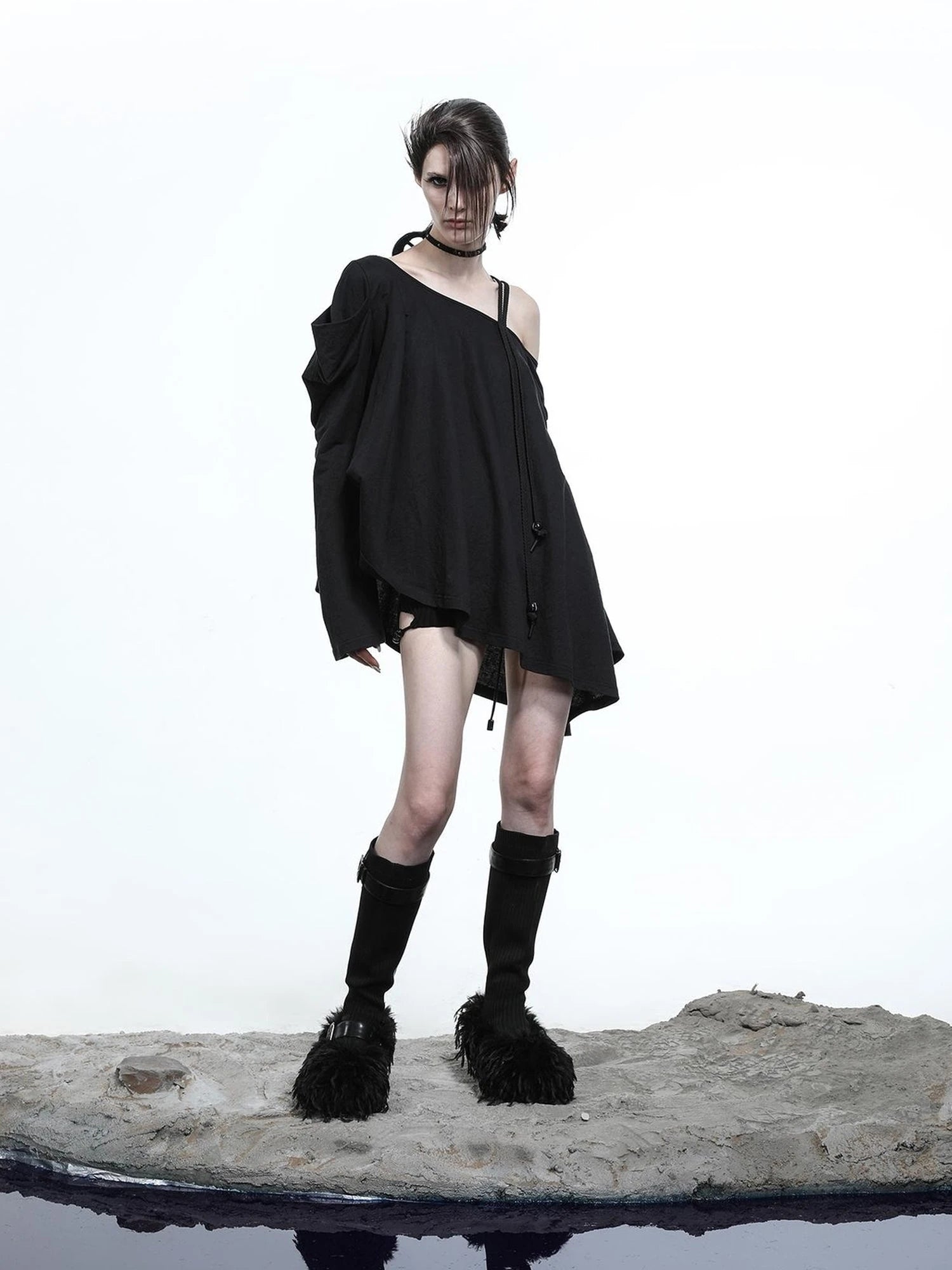 Lunar Shoulder Draped Knit Tunic