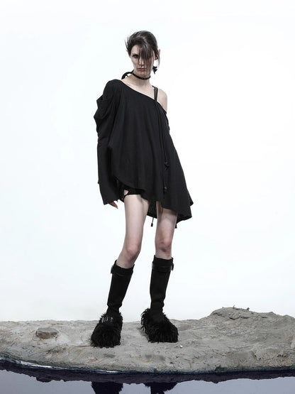 Lunar Shoulder Draped Knit Tunic