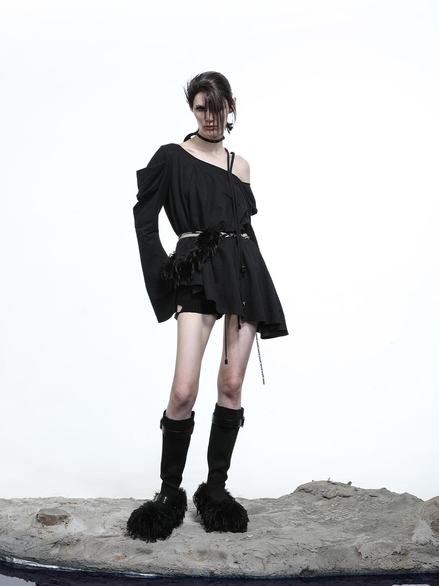 NN NORTH NODE Lunar Shoulder Draped Knit Tunic