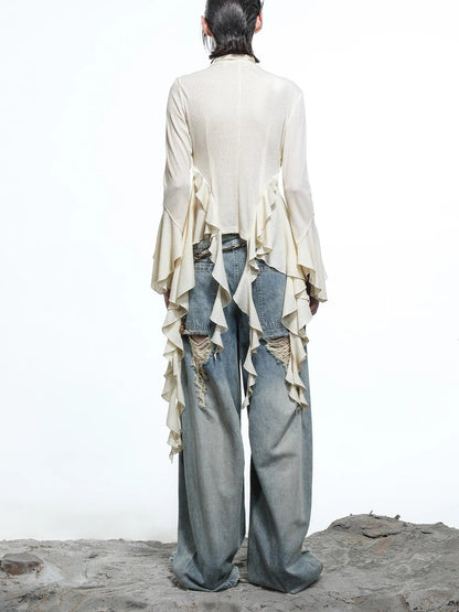 Lycocell Asymmetrical Hem Knit Cardigan