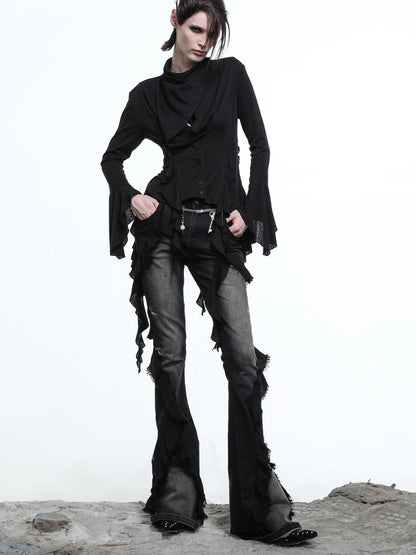 NN NORTH NODE Lycocell Asymmetrical Hem Knit Cardigan