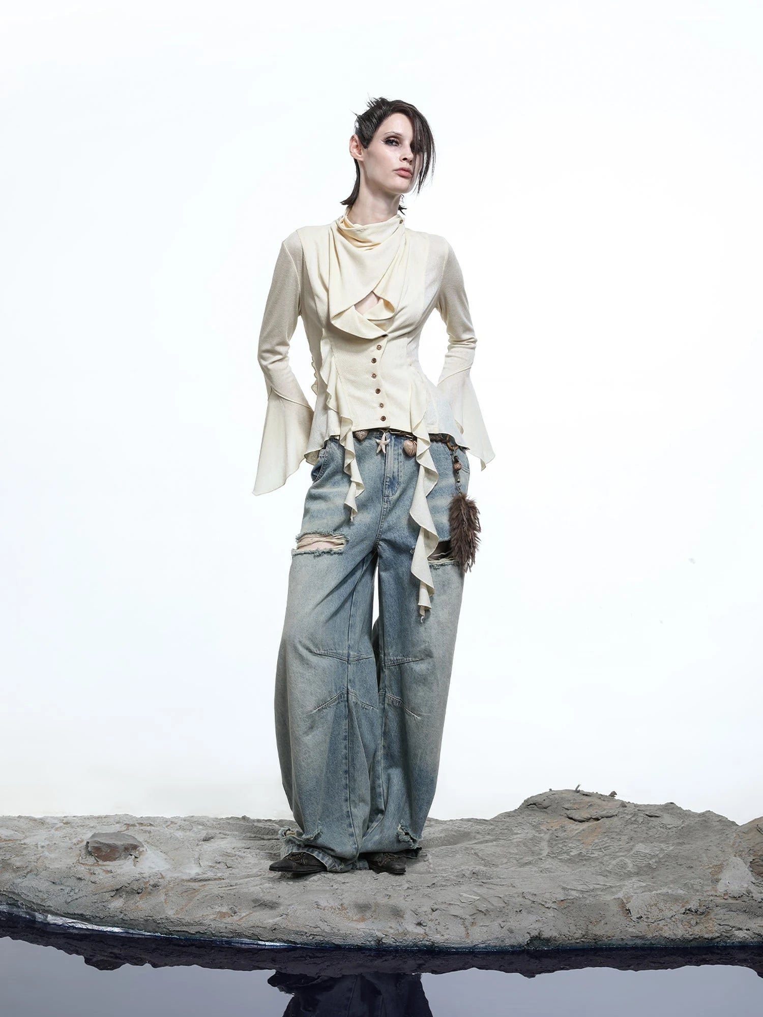 Lycocell Asymmetrical Hem Knit Cardigan