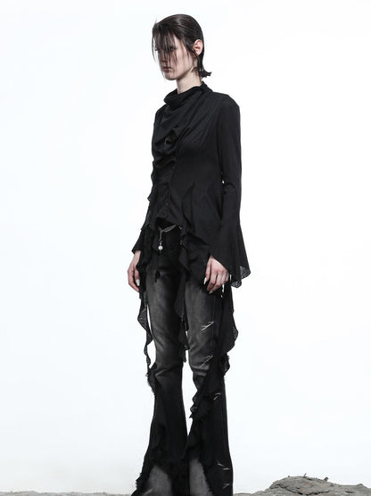 NN NORTH NODE Lycocell Asymmetrical Hem Knit Cardigan
