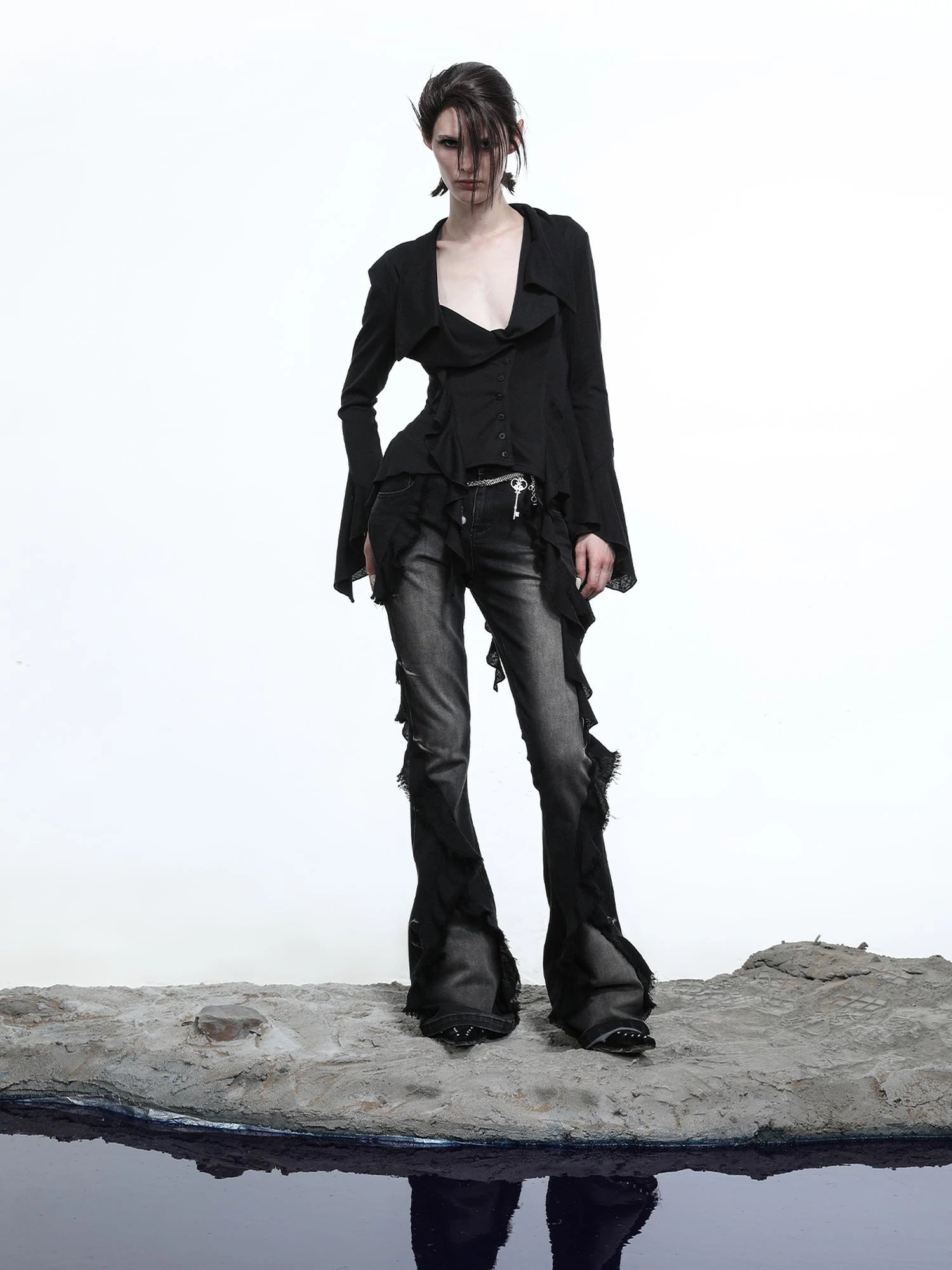 Lycocell Asymmetrical Hem Knit Cardigan