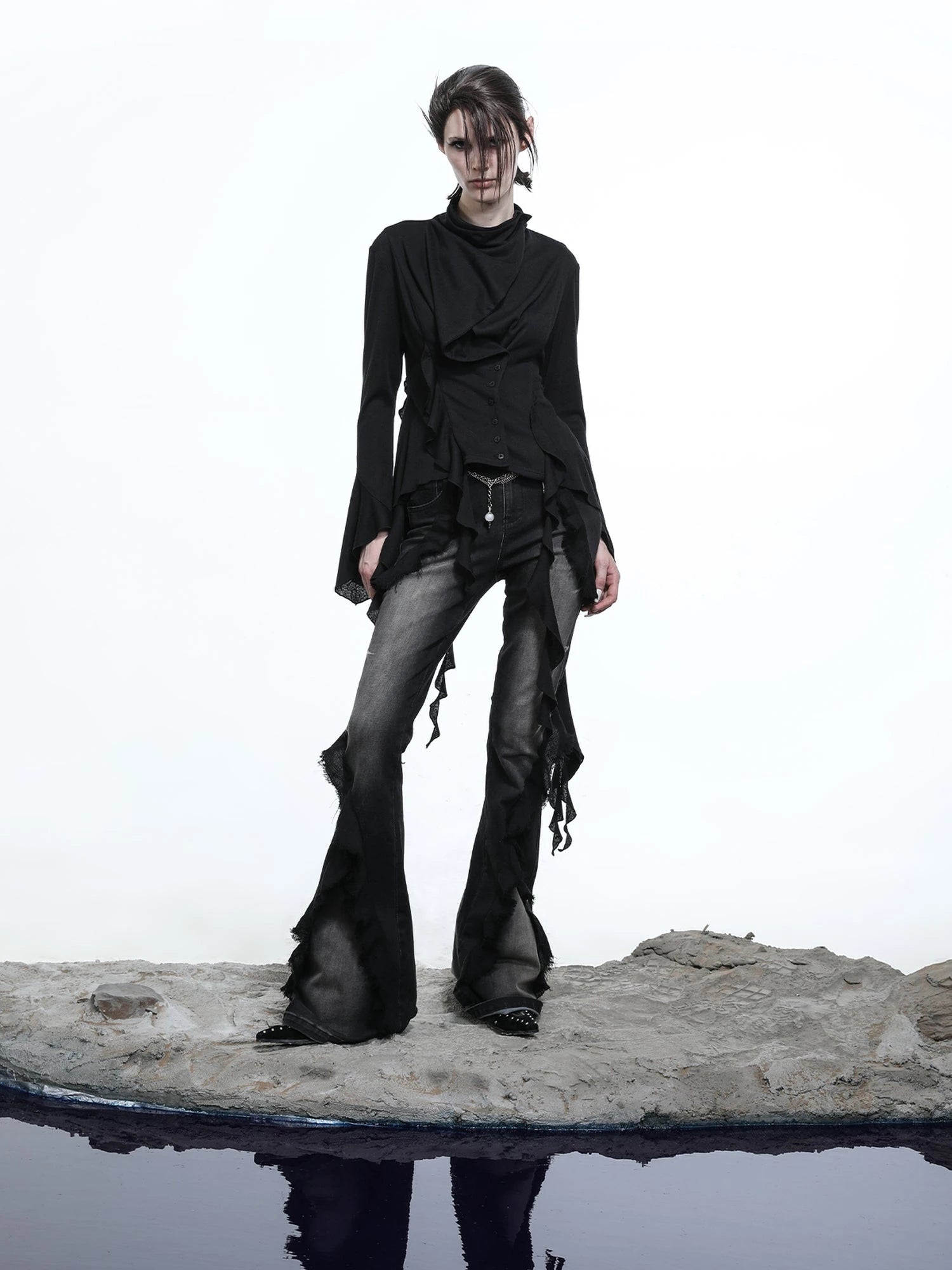 Lycocell Asymmetrical Hem Knit Cardigan