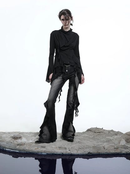 Lycocell Asymmetrical Hem Knit Cardigan