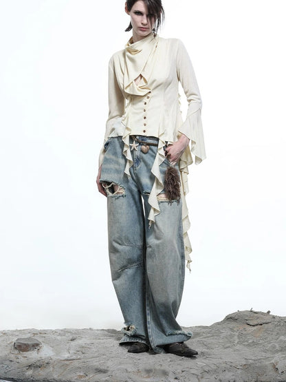 Lycocell Asymmetrical Hem Knit Cardigan